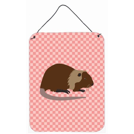 Carolines Treasures Coypu Nutria River Rat Pink Check Wall or Door Hanging Prints BB7879DS1216